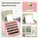 CARLA HOME 6-Layer Large Jewelry Organizer Box for Women with Mirror, Drawers, Hooks & Dividers for LSB-36230