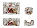 Santa Claus and Reindeer 4 Piece Christmas Bathroom Set Shower Curtain Toilet Mat 2 Floor Mats Non V1369-AZ3-W-21556