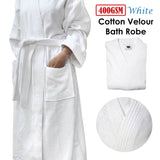 Jason 400GSM White Cotton Velour Bath Robe Medium/Large V442-WAM-BATHROBE-400GSM-WHITE-L
