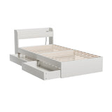 Artiss Bed Frame Single Size with Charging Ports and 2 Drawers AURA WBED-F-AURA-S-WH-AB