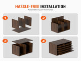 Wood Literature Organizer Adjustable File Sorter 12 Compartments Brown V952-MZWJZLFPJBH12X5B4V0