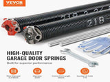Garage Door Torsion Springs, Pair of 5.54 x 50.8 x 610 mm, 16000 Cycles, Garage Door Springs with V952-CKMDH0218X2X2TDCCV0
