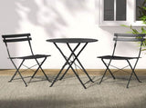 Gardeon 3PC Outdoor Bistro Set Steel Table and Chairs Patio Furniture Black ODF-METAL-3PCS-BK