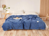 200*230CM Blue Ultra-Soft Dual-Sided Waffle & Plush Fleece Blanket - Large Cozy Throw for Bed & Sofa V888-ELOSUNG32591