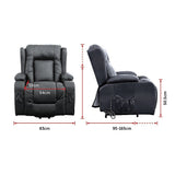 Recliner Chair Electric Massage Lift Chair with Heat Function PU Leather Lounge Sofa Black V63-834091