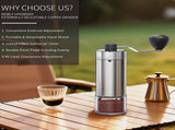 Manual Coffee Grinder 40 External Adjustable Settings Ceramic Burr, Portable Stainless Steel Hand V1366-AZ2-W-18259