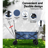 Gardeon Garden Cart Folding 120kg Trolley Camping Wagon Barrow Outdoor Beach GCT-FABRIC-120KG-NA