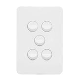 Hager Allure Switch Cover Plate 5 Gang 16Amp Flush White WBHSV5 V1202-V1-HAGWBHSV5