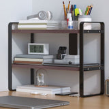 Double Tier Desktop Shelf Desk Organizer - Wooden Desk Shelf for Monitor Books and Supplies - H V1366-AZ2-W-11919