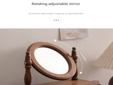 Round Mirror with Drawer Orbicular Wooden Tabletop Vanity Mirror Elegant Design V888-ELOSUNG16533