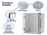 Electrical ABS Junction Box IP66 Waterproof Electrical Enclosure with Clear Hinged Cover and V985-ELECTRICALJUNCTIONBOX