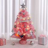 45cm Pink Mini Christmas Tree Natural Log Base, Pink & Blue Wrapped Design, Star Topper, Letter V1232-FSSDS-001