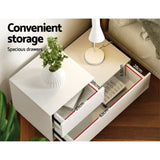 Artiss Bedside Tables LED 2 Drawers - REMI White FURNI-L-BS05-LED-WH