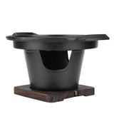 1 Piece Korean Smokeless Charcoal BBQ Grill, Aluminium Grill with Wood Base for Home Barbecues, V1189-LC-HW-00343
