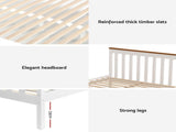 Artiss Bed Frame Double Size Wooden Platform with 2 Storage Drawers White PONY WBED-D-TC18-137-DRAW