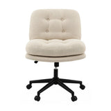 Artiss Criss Cross Office Chair Wide Seat Desk Chair Boucl Fabric Vanity Chair Comfy, Beige OCHAIR-L-2020-BG