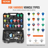 28 pcs Universal Radiator Pressure Tester Kit, Coolant Pressure Tester Kit with Manual Pump and V952-SRQLQYYLCSY29E5NUV0