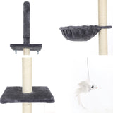 i.Pet Cat Tree 260cm Tower Scratching Post Scratcher Floor to Ceiling Cats Bed Dark Grey PET-CAT-POLE-DKGR