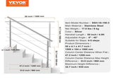Handrails for Outdoor Steps, 59 in Length 3 Crossbars Stair Hand Rail Kit, Transitional Stainless V952-BXGSLZFS150CBU3NGV0