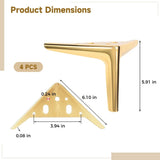 4PCS 6" Brushed Gold Furniture Legs, Heavy Duty Metal Replacement Sofa Cabinet Dresser Legs, Iron V1369-AZ3-W-08655