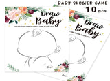 5 PCS Draw Baby Shower Games, Boy or Girl Gender Reveal Party Game - Baby Shower Party Activities V1366-AZ2-W-04322