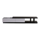 TV Cabinet with 2 Storage Drawers With High Glossy Assembled Entertainment Unit in Black & White V43-TVC-GND-B&W