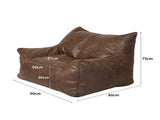 Marlow Bean Bag Chair Cover PU Indoor Dark Brown BEAN1009-DB_NZ