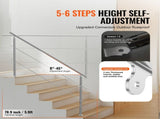 Handrails for Outdoor Steps, 70.9in Length 2 Crossbars Stair Hand Rail Kit, Transitional Stainless V952-BXGSLZFS180CXMYZKV0