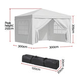 Instahut Gazebo 3x3 Pop Up Marquee Folding Tent Wedding Gazebos Camping Outdoor Canopy White GAZEBO-POP-C-3X3-WH