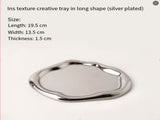 Silver Plated Ceramic Tray Set Minimalist Luxury Decorative Organizer for V1107-CS-DYTCSNP