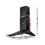 Devanti 600mm Range Hood 60cm Rangehood Black RH-D-A17-60-BK