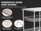 Kitchen Utility Cart, 3 Tiers, Wire Rolling Cart with 213kg Capacity, Steel Service Cart on Wheels, V952-LLCFTCCB20X24IGJ4V0