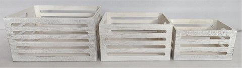 Set 3 Wood Crates White Wash 40x22cm V637-WDB35967