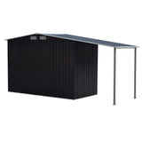 Wallaroo 4x8ft Zinc Steel Garden Shed with Open Storage - Black GSS-BSW-48O-BK