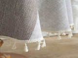 Round Polyester Tablecloth With Tassels, Decorative Machine Washable Table Cover For Indoor Outdoor V1237-ZY-807-190