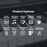 Karrera 88 Keys Electronic Keyboard Piano with Stand Silver EKB-CHJ-88-SL