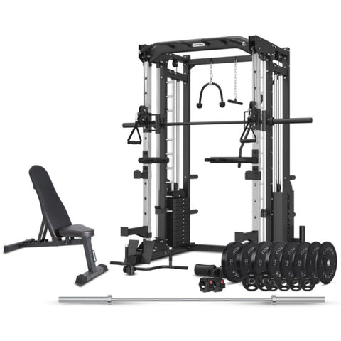 CORTEX SM-25 6-in-1 Power Rack with Smith & Cable Machine + BN6 Bench + 130kg Olympic Weight Plate & V420-CSST-SM25-B