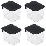 8 Pcs Accessories with Lid, 3.9 X 3.2 X 3.2 Inch Bins with Hooks, Clear Plastic V1366-AZ2-W-14622