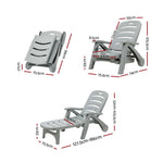 Gardeon Sun Lounger Folding Lounge Chair Wheels Patio Outdoor Furniture Grey ODF-SUNBED-PP150-GE