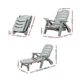 Gardeon Sun Lounger Folding Lounge Chair Wheels Patio Outdoor Furniture Grey ODF-SUNBED-PP150-GE