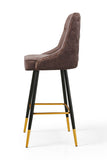 Modern Bar Chair Leather Stool Counter Brown Mid-Century Wood x 2 V541-LKS-015-BROWNPU
