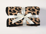 Brown and Black Luxurious Leopard Print Knit Throw Blanket - Ultra-Soft Jacquard Plush for Sofa, Bed V888-ELOSUNG27778