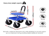 Gardeon Garden Cart Seat Rolling Stool 360 Swivel Height Adjustable Heavy Duty Blue GCT-4W-BL