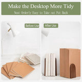 Wooden Bookends Heavy Duty Bookshelf Anti-Slip Bookends V1366-AZ2-W-14557