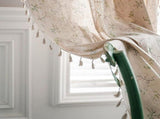 Boho Floral Print Curtain Panel with Lace and Tassel Trim, 150 x 160 cm V1188-MS-731-085