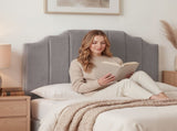 Artiss Bed Head Headboard Double Velvet 138CM - Grey BED-HEAD-WING-D-GY