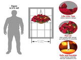 Pre Lit Christmas Hanging Basket Flocked with Mixed Decorations and LED Lights Artificial Frosted V1294-YM0523-10323269