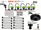 30M DIY Misting Irrigation Kit, Adjustable Brass Universal Mist Nozzle, Flexible Gooseneck Sprinkler V1188-MS-924-012