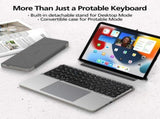 Foldable Bluetooth Keyboard with Touchpad and Stand for iPad/iPhone/MacBook,3-Device Ultra Slim PU V1107-888-86290-WHT