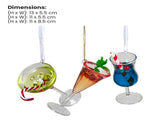 Christabelle 3 Glass Cocktail Christmas Ornaments Assorted Novelty 13cm Xmas Tree Decorations H 112_SHD2001
